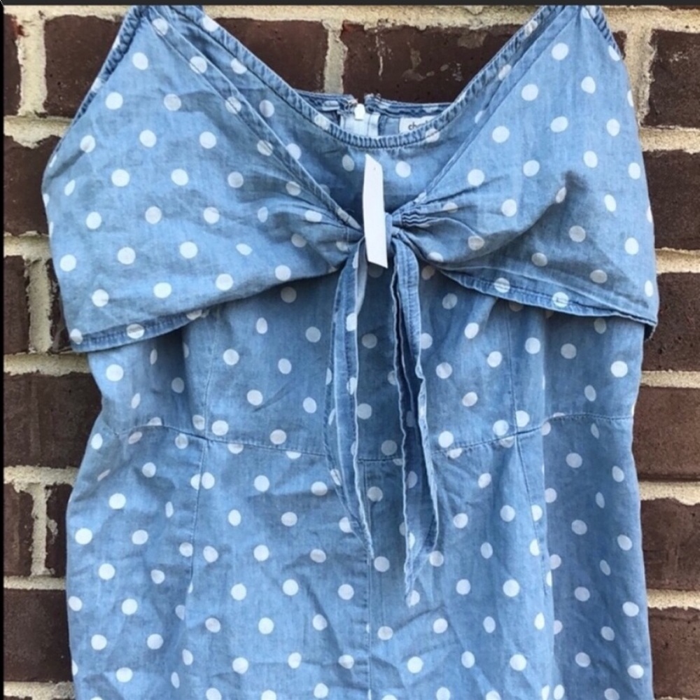 SOLD🕶Charolette Russe Polka dot Chambray Romper - Picture 5 of 6